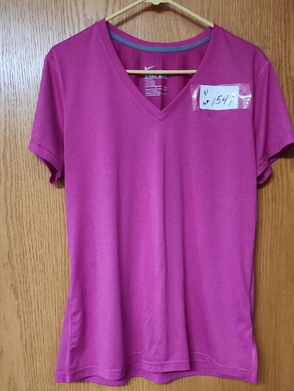 Nike V-Neck Short Sleeve Tee - Fuchsia Pink womens XL number 1547